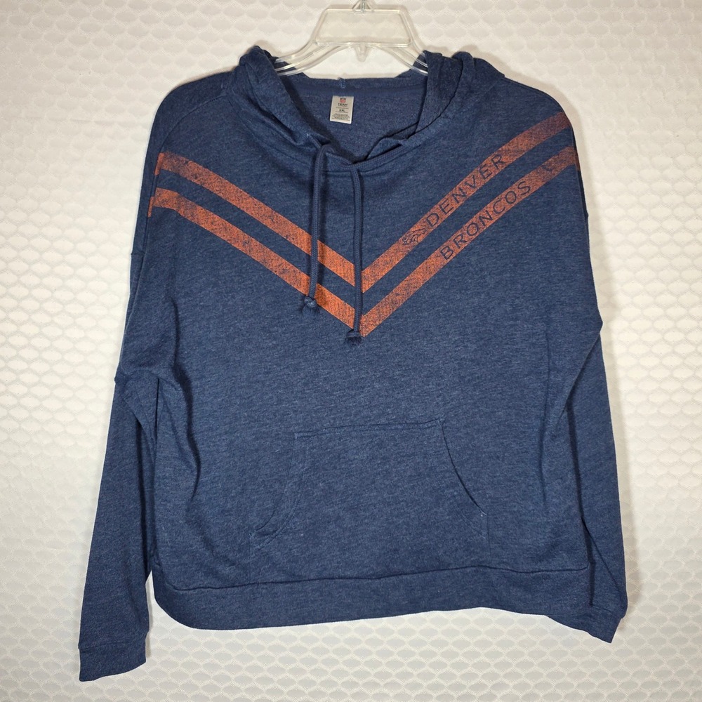 Denver Broncos Womens XXL Navy Blue Heathered Hoodie